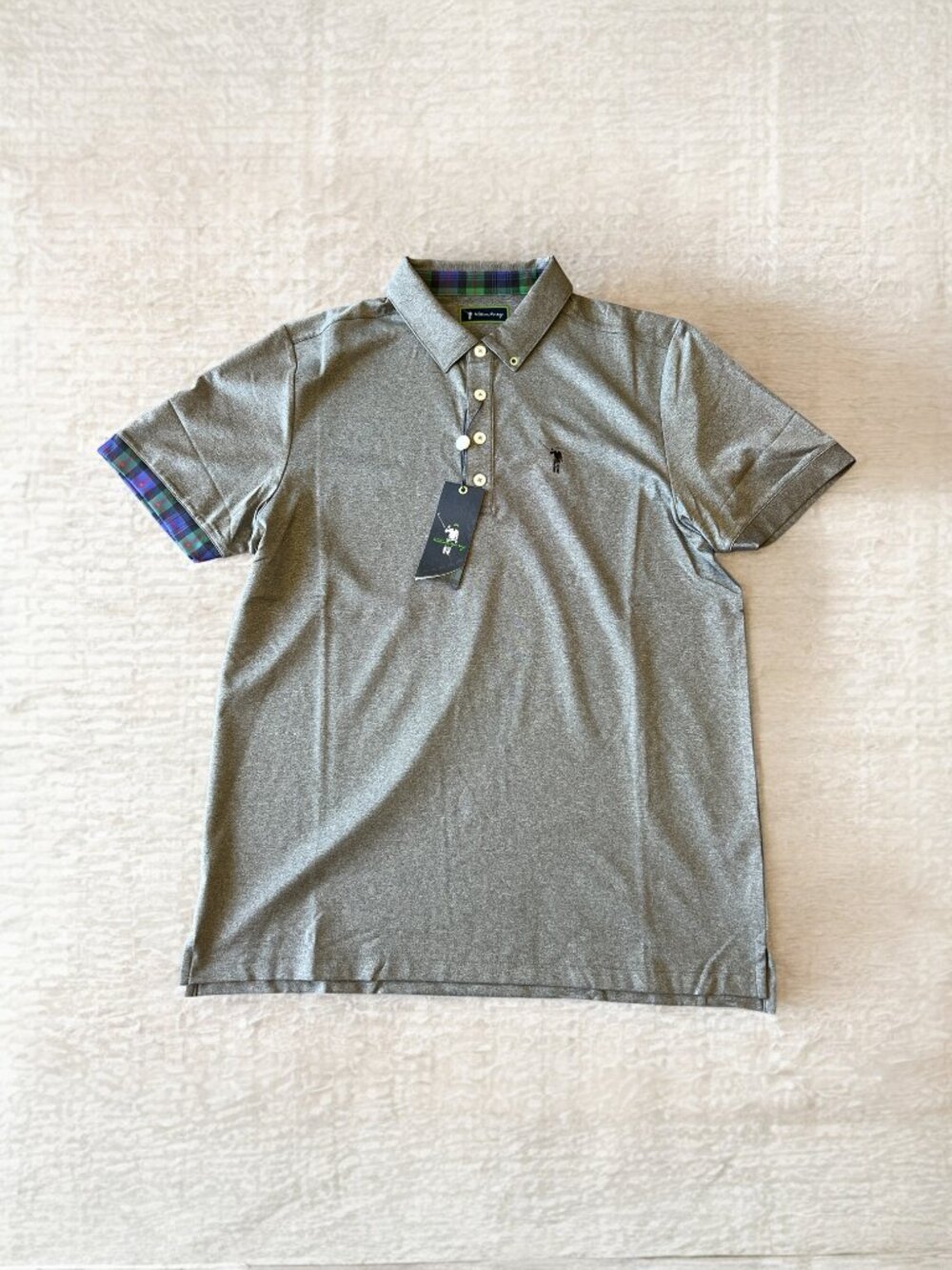 William Murray Heritage Men's Polo Wrinkle Resistant Moisture Wicking Med Grey